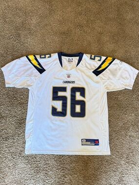 Reebok White and Navy Athletic Football Jersey